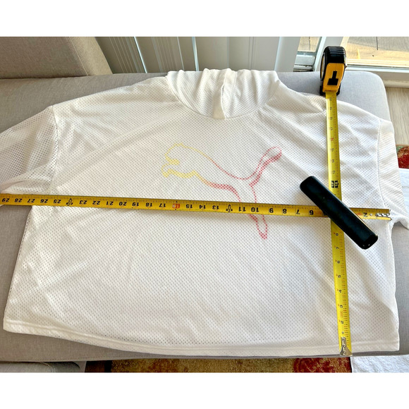 NWOT Puma cropped Baggy White sheer layer mesh Hoodie Athleisure Yoga Size 2X - Picture 5 of 6